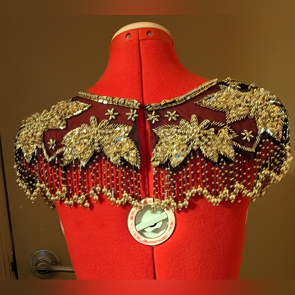 Vintage Stunning Beaded Collar or Dickie Gold on Black Never worn 80's One size - Picture 3 of 4